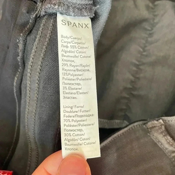 SPANX Twill Tapered Cargo Pant Gray Stretch Womens Pocket Faux Jean Small XS - Picture 11 of 13